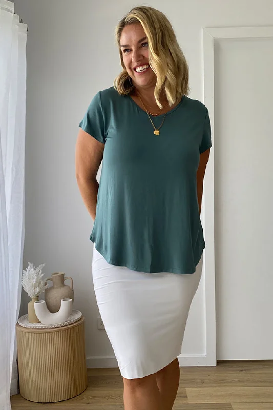 Discount Deals Bamboo V Neck Tee - Silver Pine