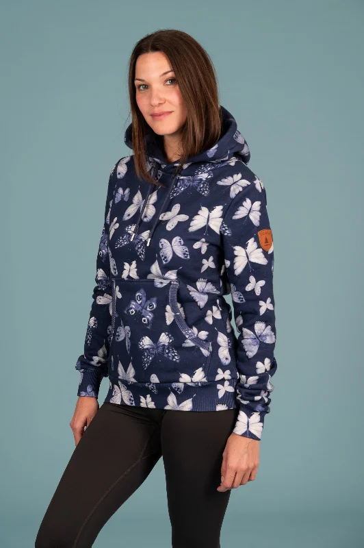 Super Deal Namya Butterfly Print Hoodie Indigo