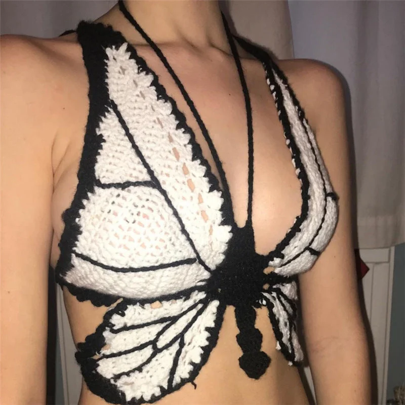 Big Savings 2022 Summer Women Tanks Beach Bikini Bandage Slim Bra Tops Female Hipster Knitted Halter Sexy Crop Top backless tank top