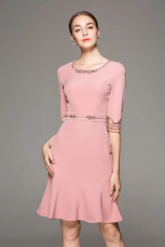 Instant Discount Midi Dress W/ Bead Accents