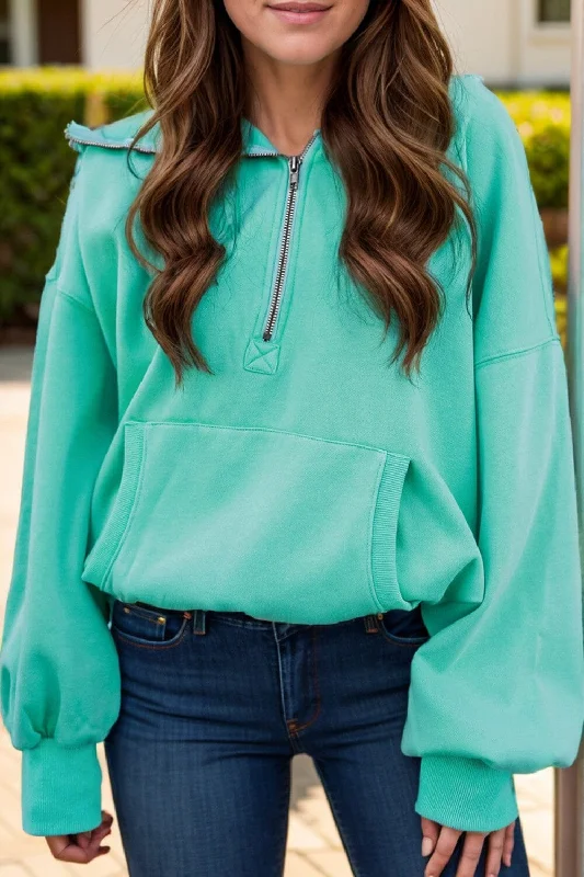 Weekend Discounts to Snag Pocketed Half Zip Long Sleeve Hoodie