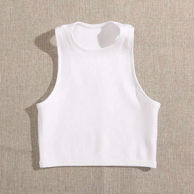 Special Discount Threaded Sport Quick Dry Crew Neck Sleeveless Crop Tops Wholesale Women'S Tops