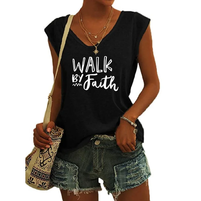 Quick Sale WALK faith Blessed shirts for women drop  t-shirts american clothing tshirts with tshirt custom logo printed y2k cotton shirt