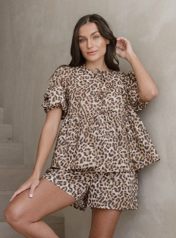 Price Slash SYLVIE PEPLUM TOP - Animal