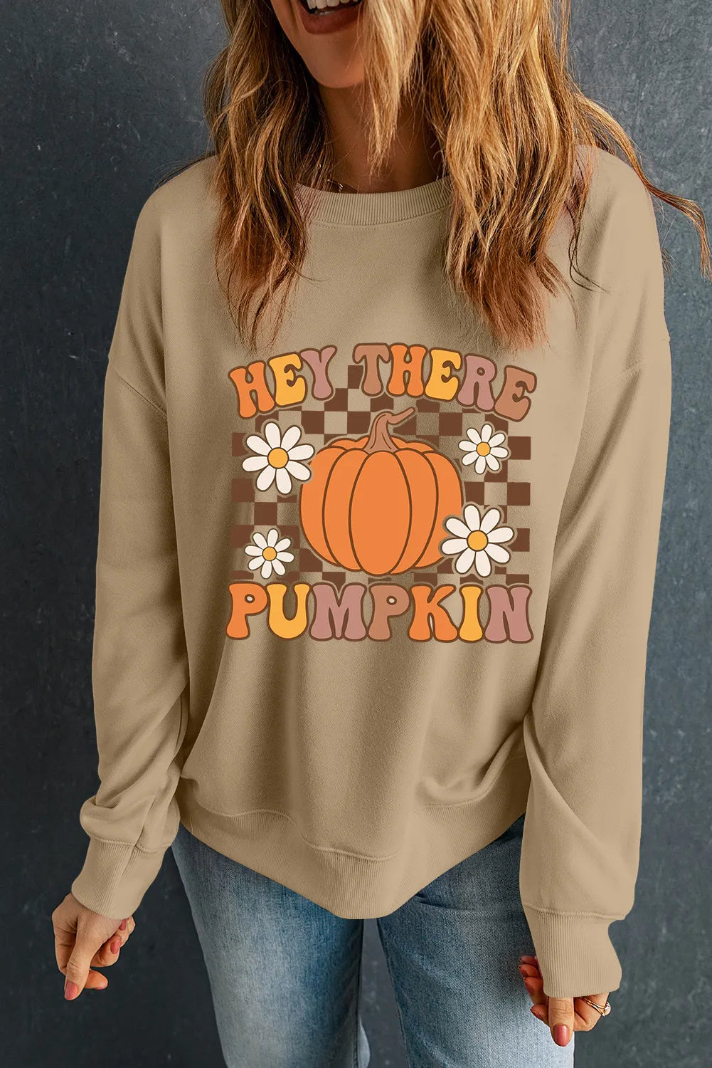 Year-End Clearance Hey There Pumpkin Women's Graphic Long Sleeve Sweatshirt