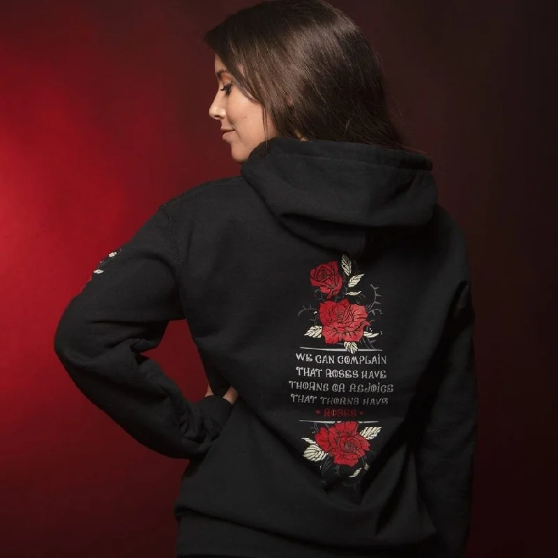 Weekend Bargains to Sizzle Women's Roses Have Thorns Hoodie - Black