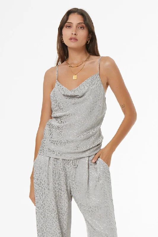 Big Deal Emmet Cheetah Jacquard Tank // Silver
