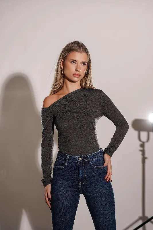 Fantastic Offers One shoulder top grijs - Veerle