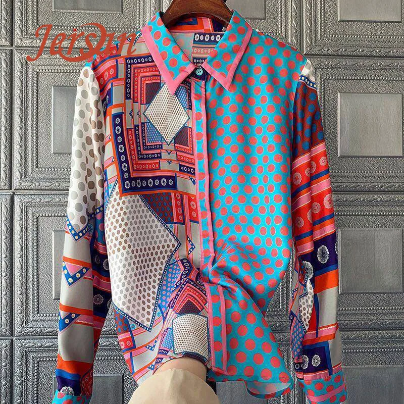 Limited Quantity Popular Printed Heavyweight Silk Blouse For Women's Spring 2022 Fashion Multi-match Long-sleeve Silk Blouse For Women