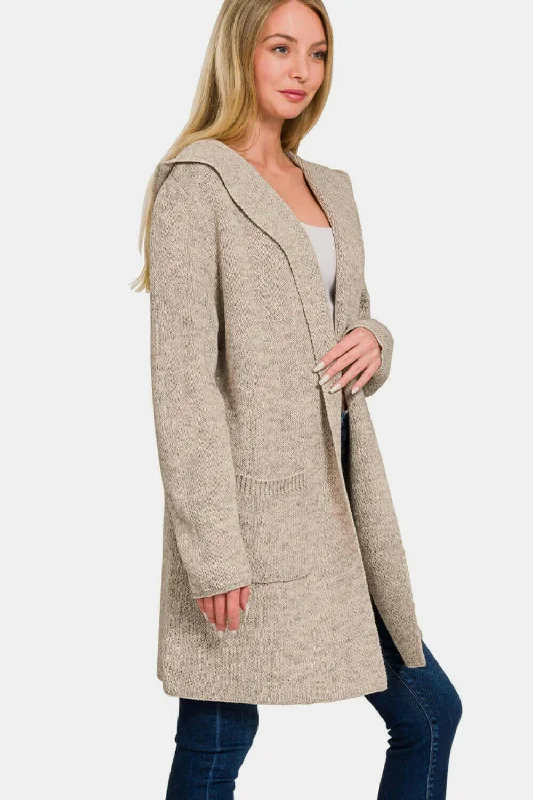 Your Weekend, Your Savings Zenana Hooded Open Front Sweater Cardigan