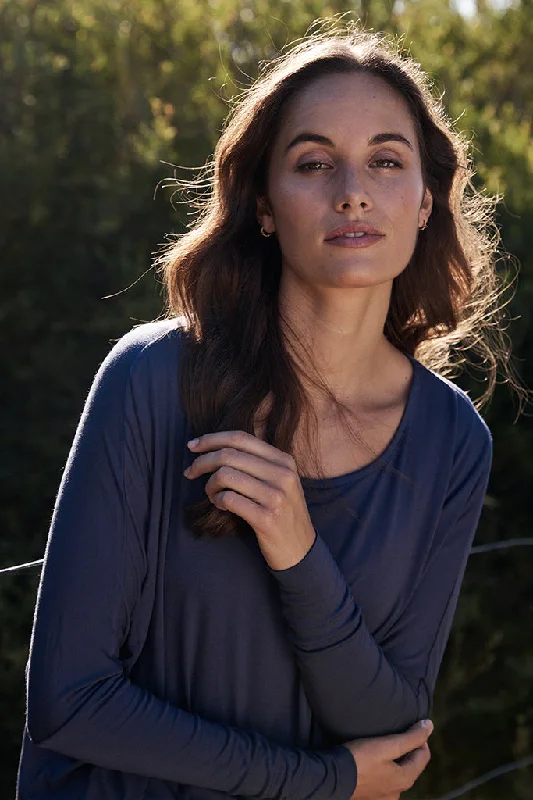 Overstock Liv Long Sleeve Slouch Top - Storm