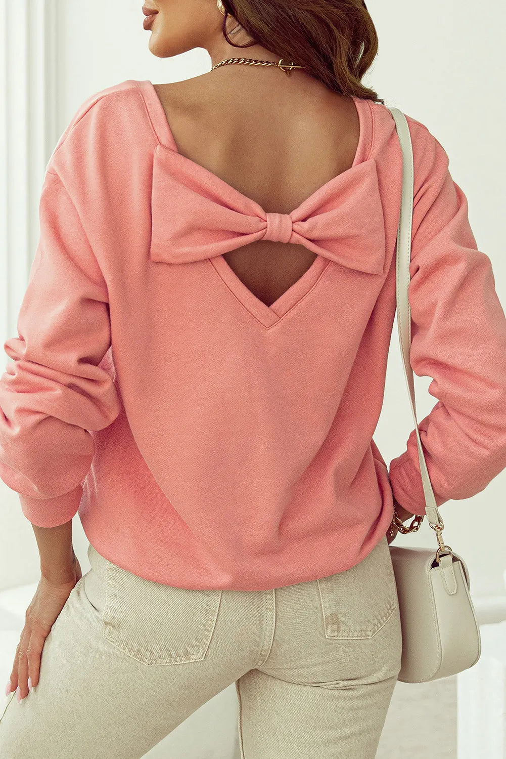 Midnight Sale Bow Round Neck Long Sleeve Sweatshirt