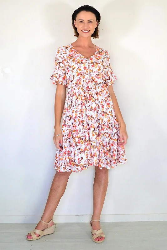 Limited Time Orange Brown Floral Tunic Dress