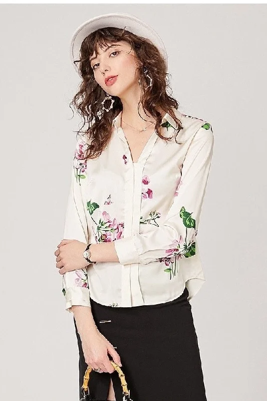 Super Discount Floral Print Silk Blouse