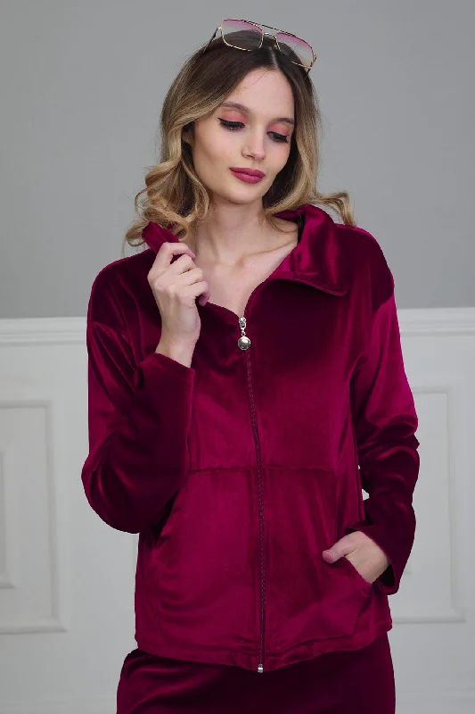Weekend Discounts to Enjoy Luxurious Velvet Sweatshirt for Women High Quality Casual Loungewear Long Sleeve Soft Casual Velour Zip Jacket for Everyday Wear,SW-2