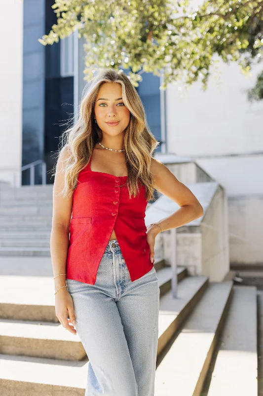 Exclusive Offer Business As Usual Top - Red