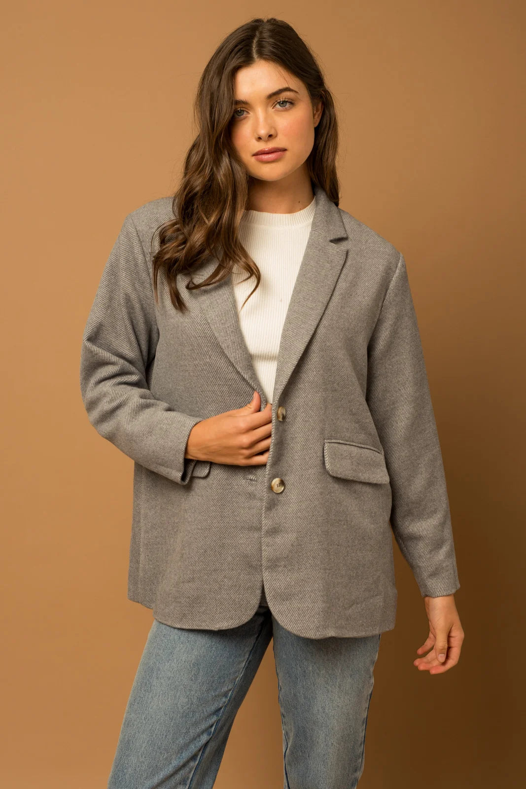 Special Buy Wool Two Button Closure Oversize Blazer