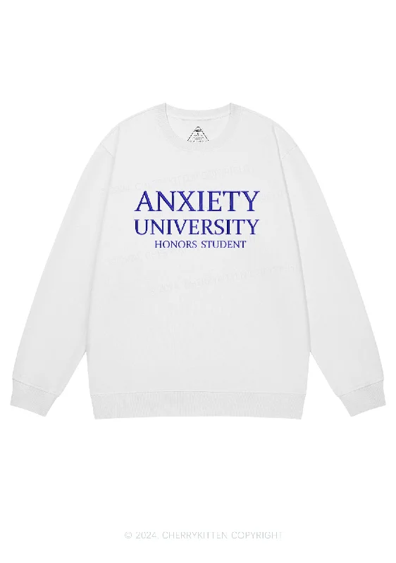 Extra Savings Embroidered Anxiety University Y2K Sweatshirt Cherrykitten