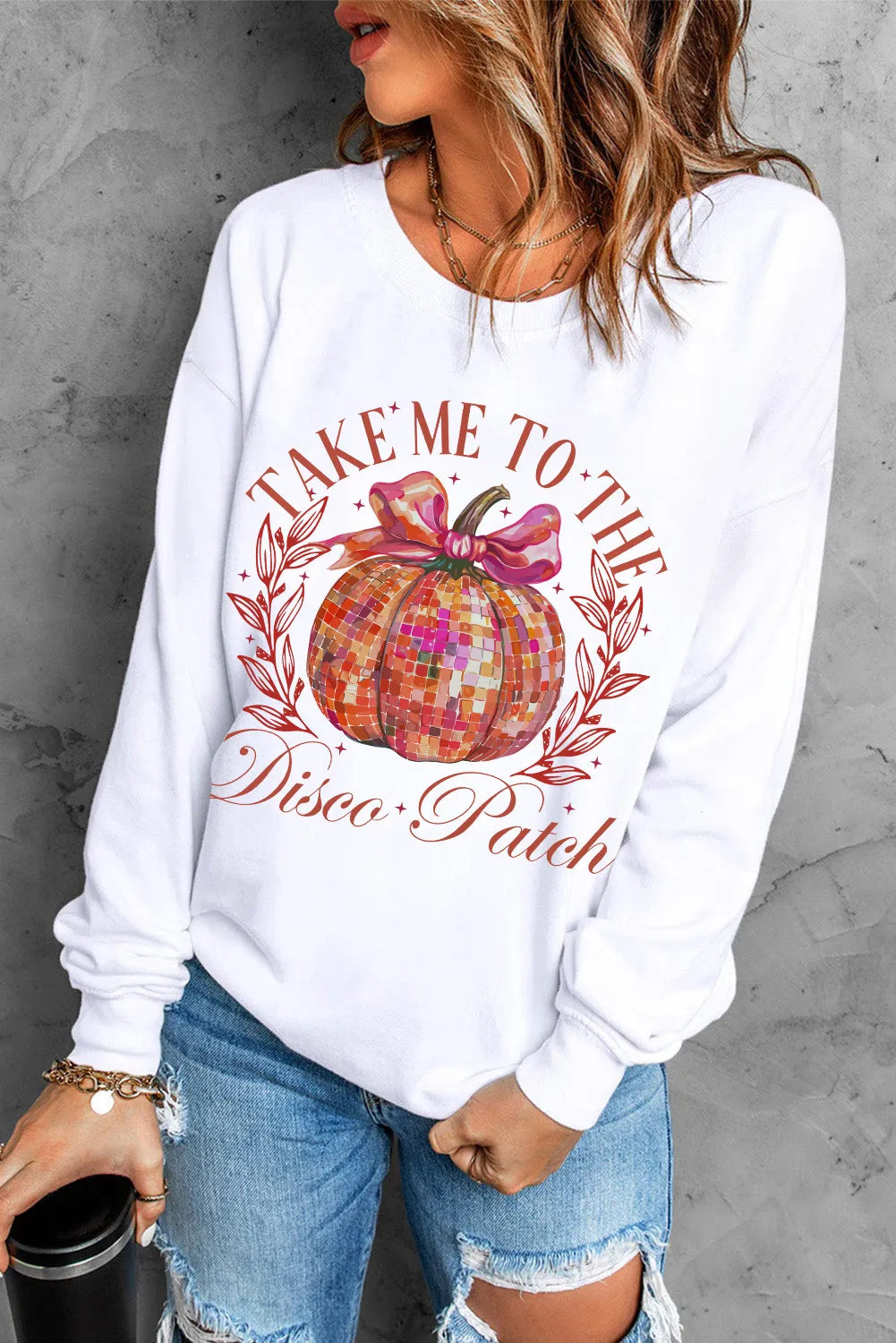 Weekend Discounts to Relish Take Me to the Disco Patch Women's Graphic Long Sleeve Sweatshirt