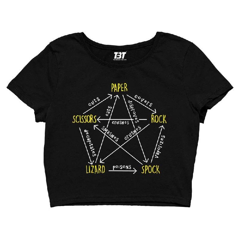 While Supplies Last The Big Bang Theory Crop Top - Rock Paper Scissors