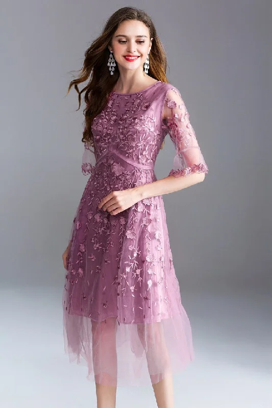 Early Access Mesh Midi Dress W/ Embroidery