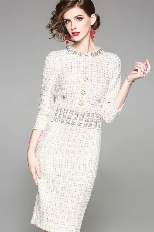 Warehouse Sale Gold Thread Sheath Dress