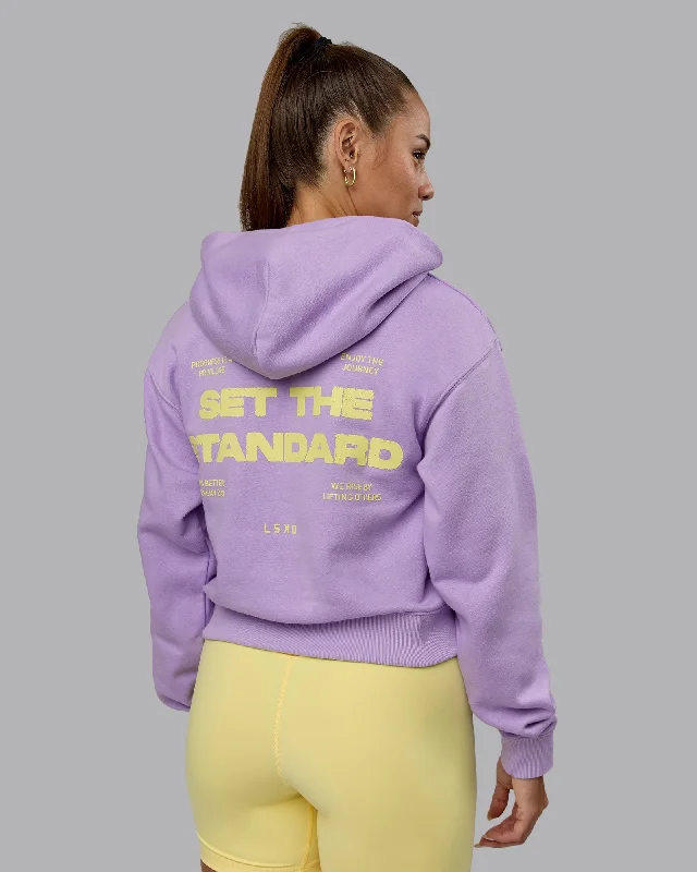Buy Now Set The Standard Midweight Hoodie - Pale Lilac-Elfin Yellow