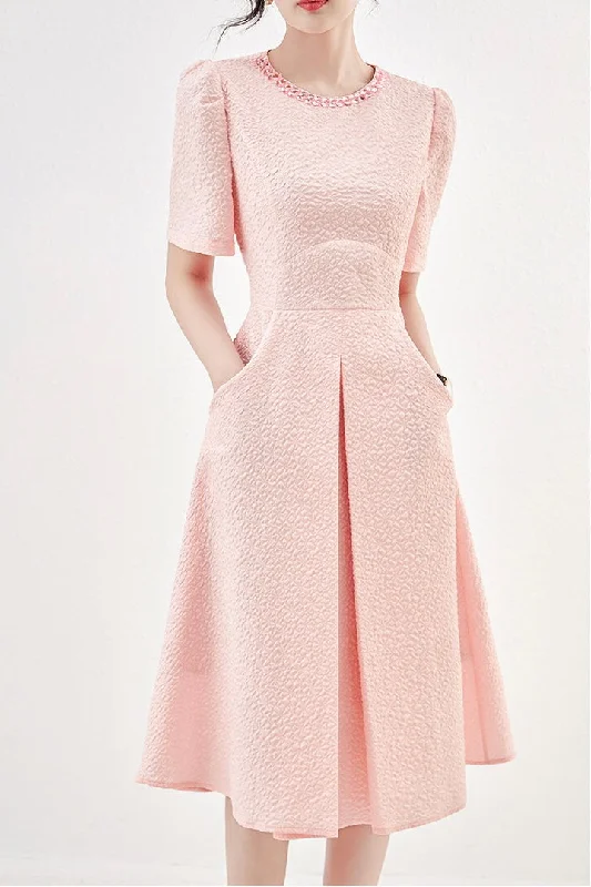 Overstock Sale Beaded Dress W/ Seersucker Fabric