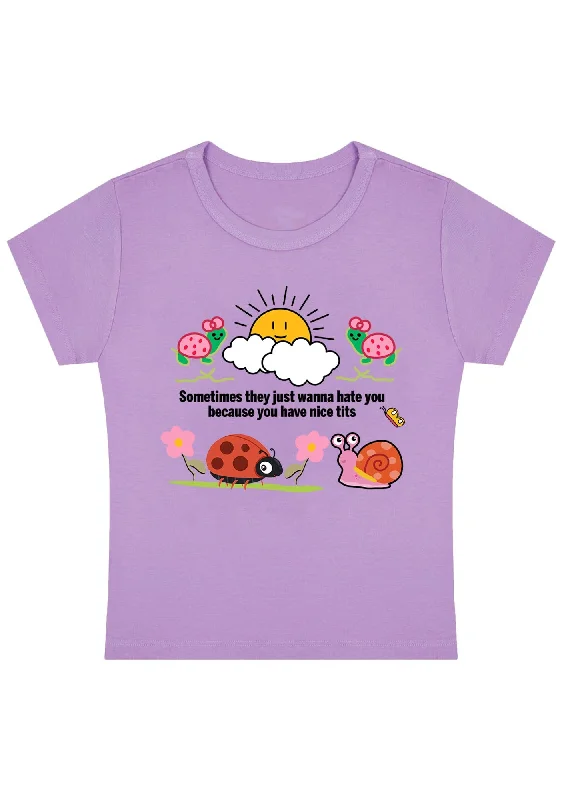 Half Price They Just Hate You Y2K Baby Tee