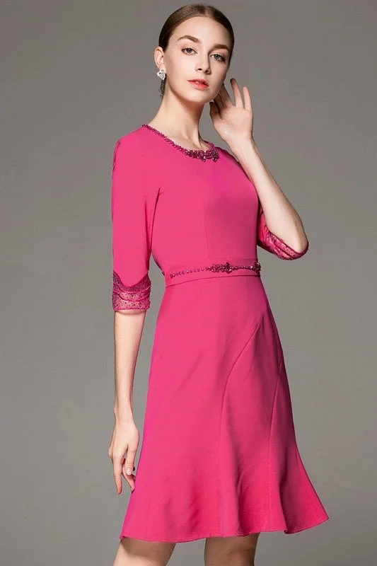 Final Clearance Midi Dress W/ Bead Accents
