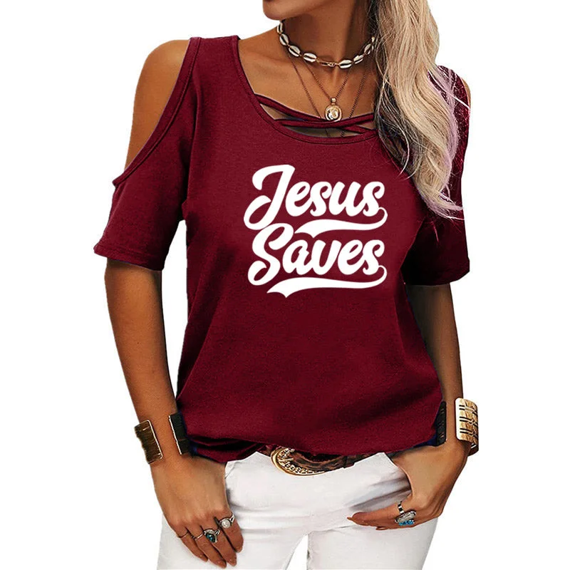Flash Sale Jesus Faith shirts for women drop shoulder t-shirts american clothing tshirts with logo custom logo printed y2k cotton shirt