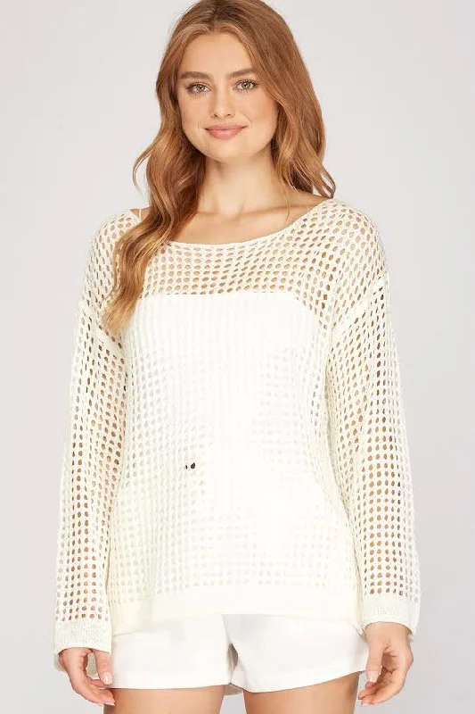 Big Discounts Sunlit Sleeve Hollow Knit