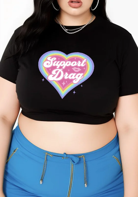 Special Promotion Curvy Rainbow Heart Support Drag Lip Print Baby Tee