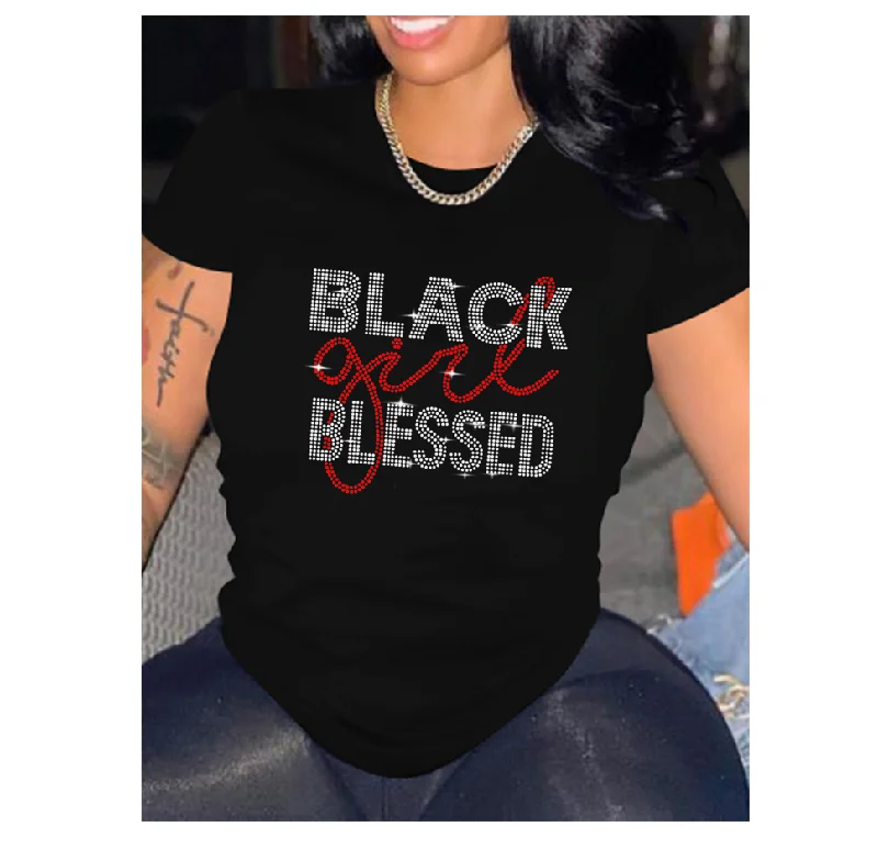 Weekend Offers That Thrill Hot Sale Summer Womens Short Sleeve tshirts Loose T-shirt Custom Logo Printed  Blessed Cheap Women t shirts