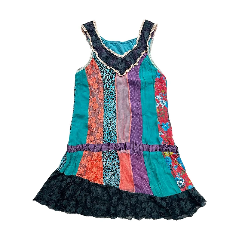 Closeout Deal Patchwork Lace Trim Dress