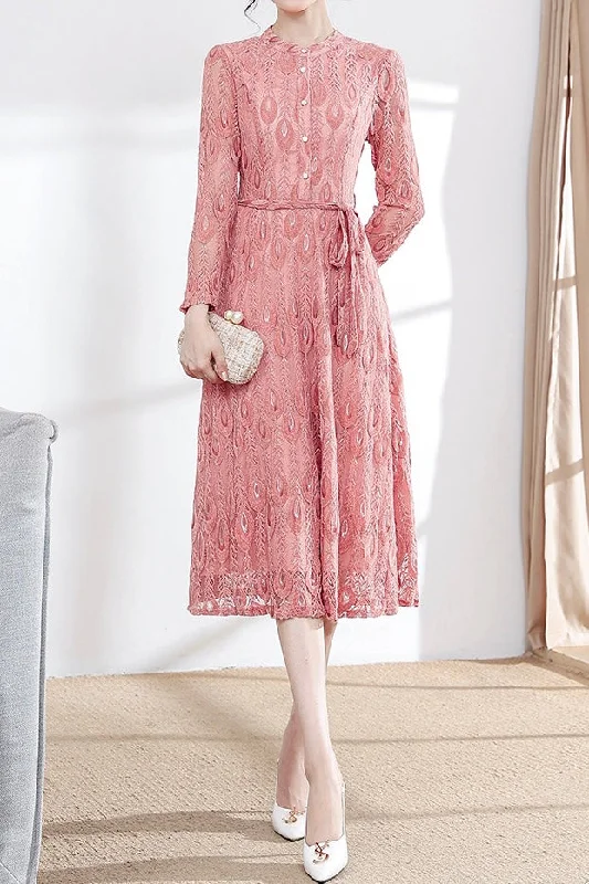 Now or Never Peacock Feather Lace Dress