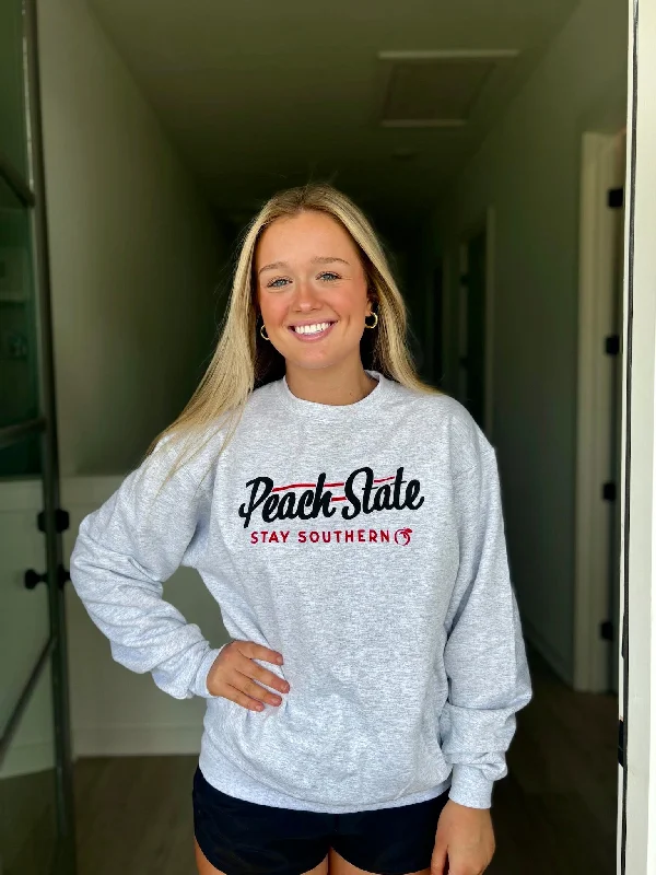 Weekend Offers You Can't Ignore Old School Peach State Sweatshirt Light Gray