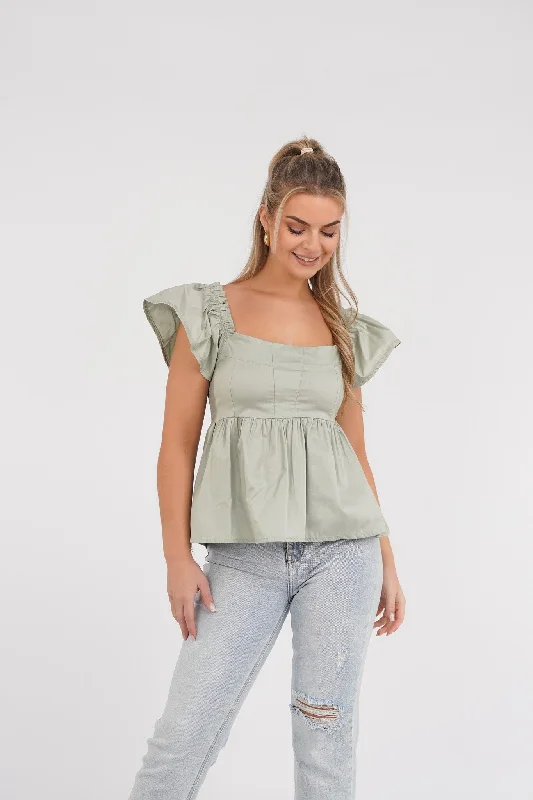 Stock Clearance Peplum top mint groen