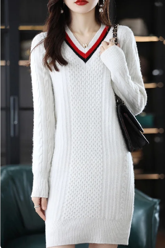 Act Fast V Neck Knit Mini Dress