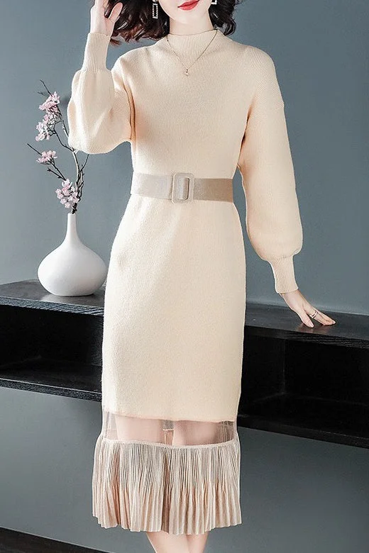 Online Exclusive Sweater Dress W/ Velvet Hem