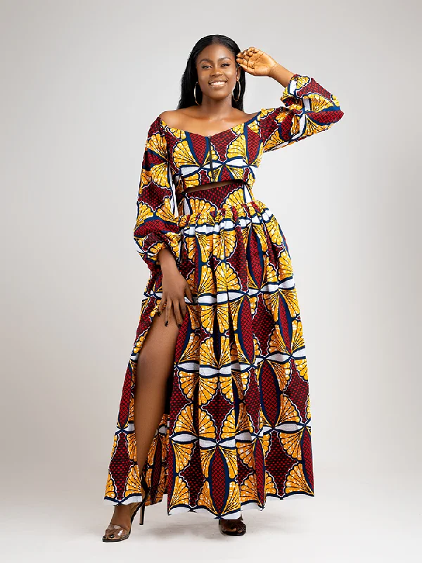 Weekend Discounts You Deserve African Print Bella off Shoulder balloon sleeve top