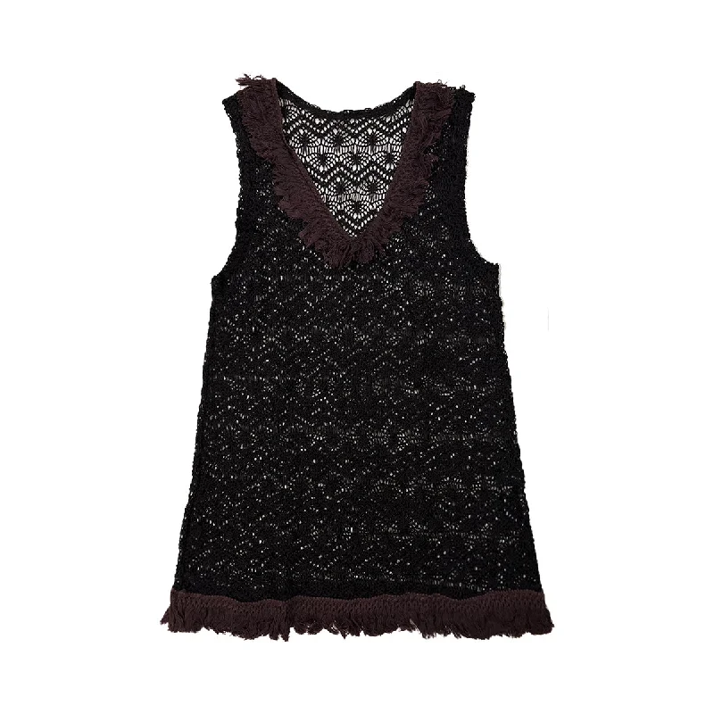Act Fast Tassel Trim Knit Vest
