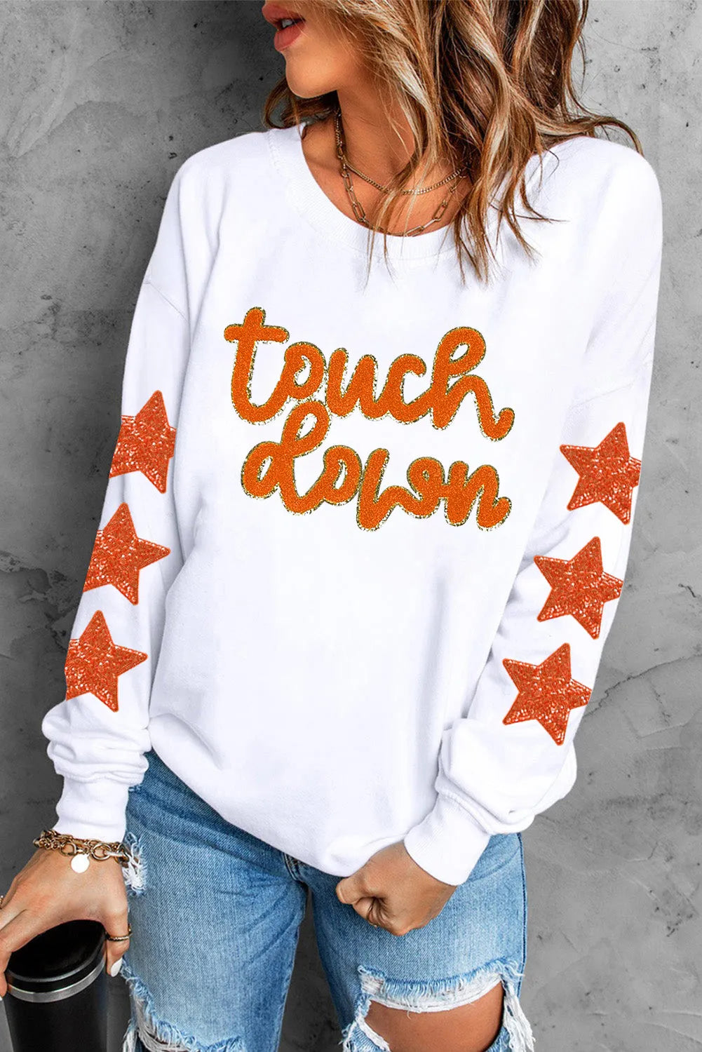 Value Pack Touchdown & Star Women's Graphic Long Sleeve Sweatshirt