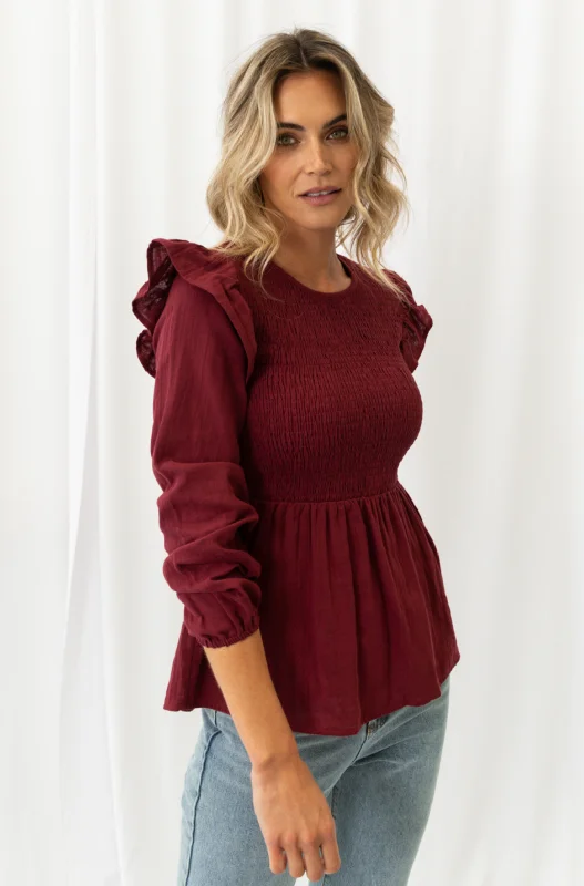 Weekend Savings Sensation SAILOR BLOUSE - Burgundy
