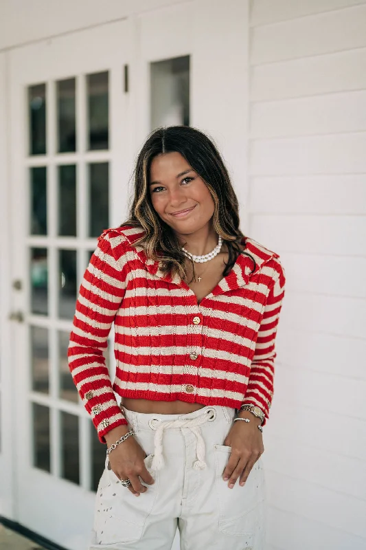 Discount Deals Jenny Cardigan - Red Stripe