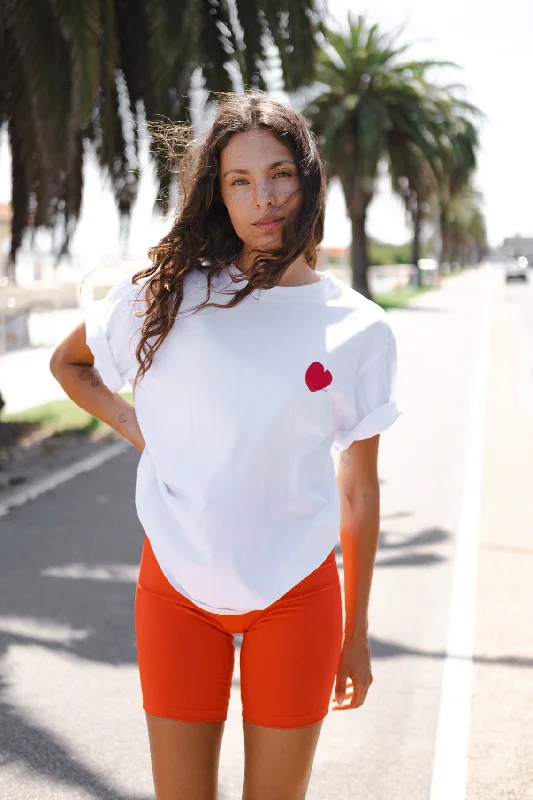 Best Seller MINI HEART TEE - White/Deep Red