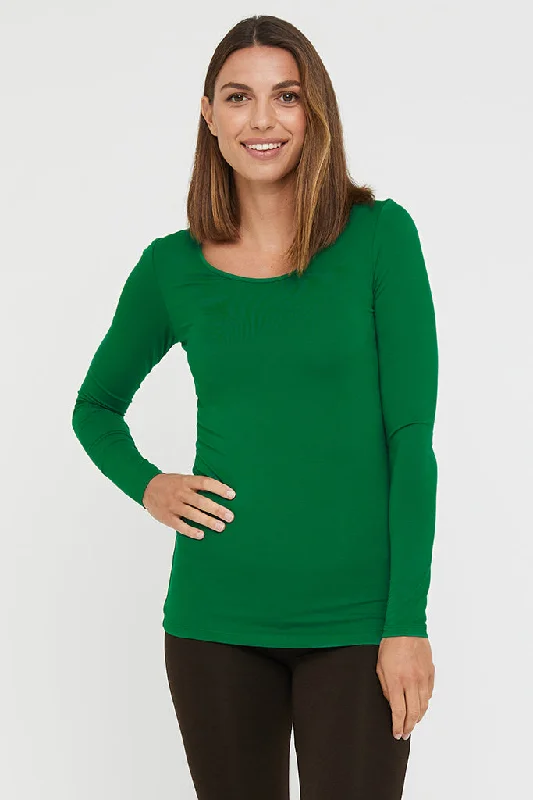 Weekend Offers That Tempt L/S Layering Top - Green