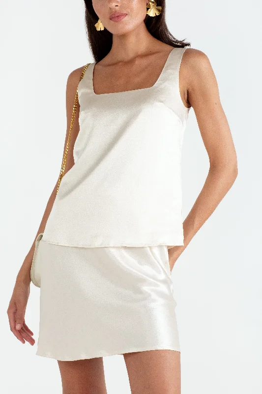 Sale Event "The Billie" - Square Neck Silk Cami (Bra Friendly Champagne)
