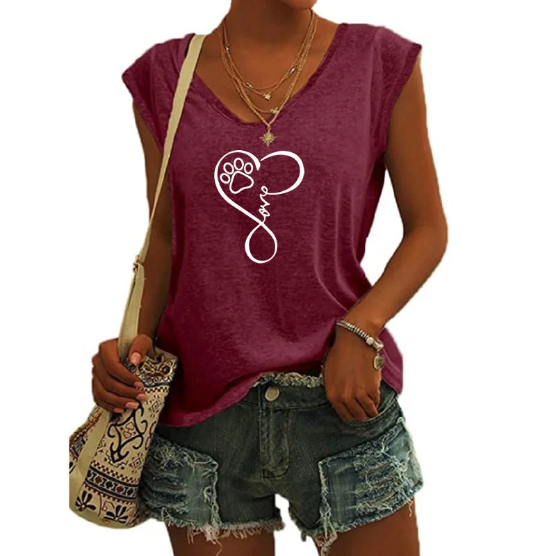 Time-Limited Offer DOG Heart shirts for women drop  t-shirts american clothing tshirts with tshirt custom logo printed y2k cotton shirt