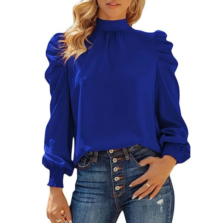 Discount Extravaganza 2024 New European and American Lace-up Leg of Lamb Sleeve Loose Long Sleeve  Spring and Autumn Women's Shirt